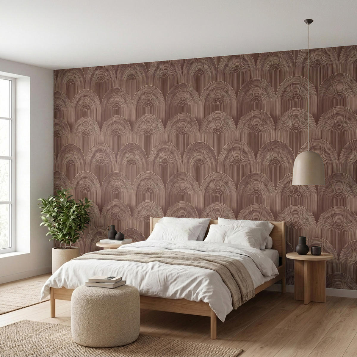 TAPETE - Rhythmic - Aufschlag - Braun - 450x220 cm - Dunkelbraun, Papier (450/220cm) - OnlyWow