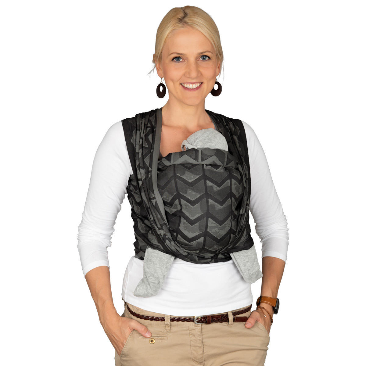 BABYTRAGETUCH Gewebtes Tragetuch kbA - Dunkelgrau/Anthrazit, Textil (70/0.1/540cm) - Hoppediz