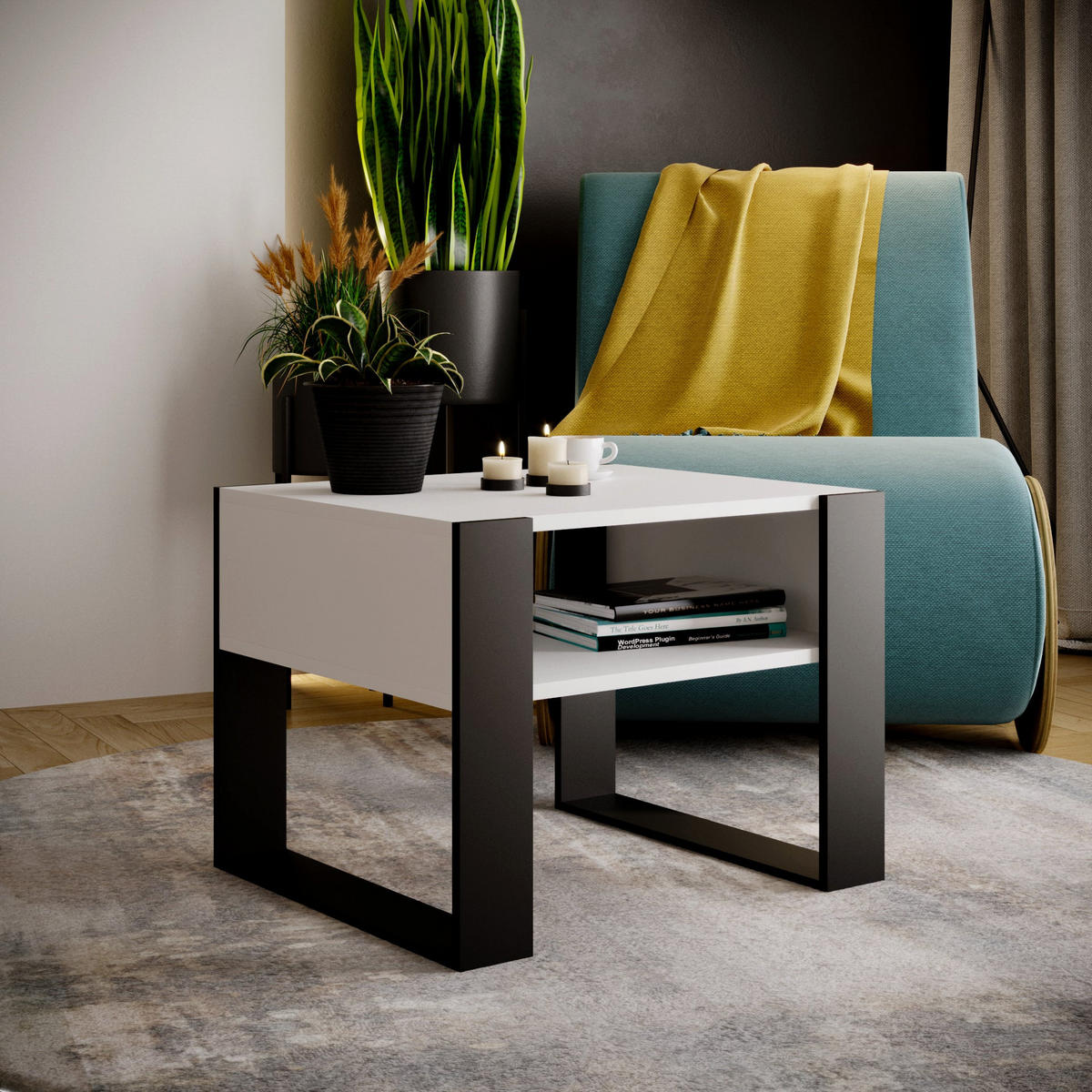 COUCHTISCH KARO 65 - Schwarz/Weiß, Holz (53.6/65/45cm) - Mat-Haus