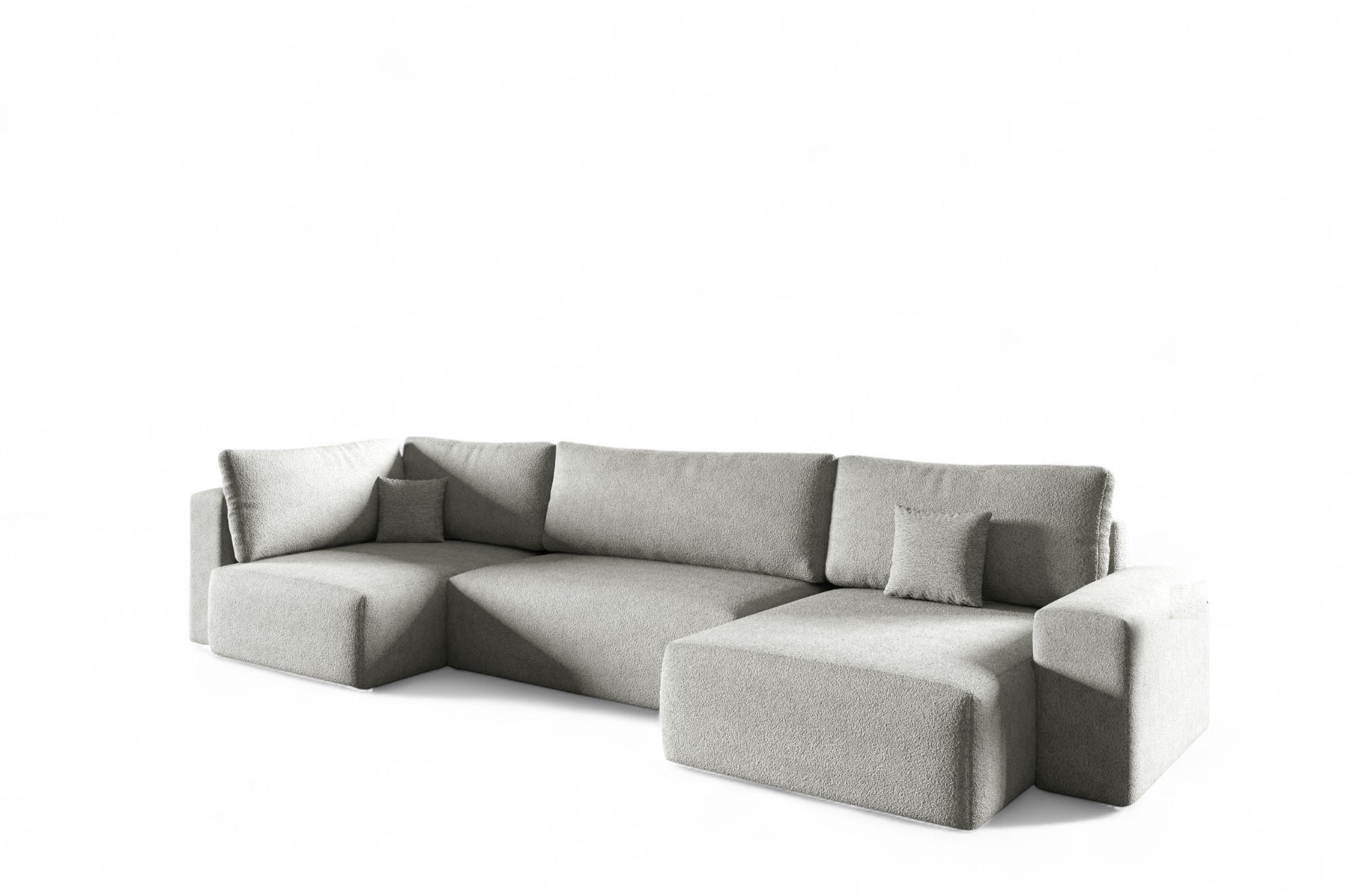 WOHNLANDSCHAFT Arona Xl - Hellgrau, Holzwerkstoff/Textil (397/70/148cm) - Fun Möbel