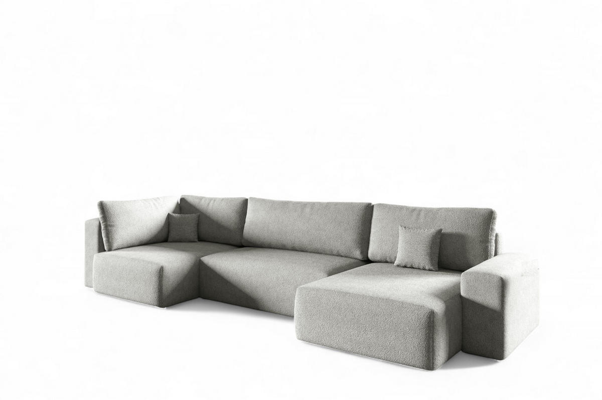 WOHNLANDSCHAFT Arona Xl - Hellgrau, Holzwerkstoff/Textil (397/70/148cm) - Fun Möbel