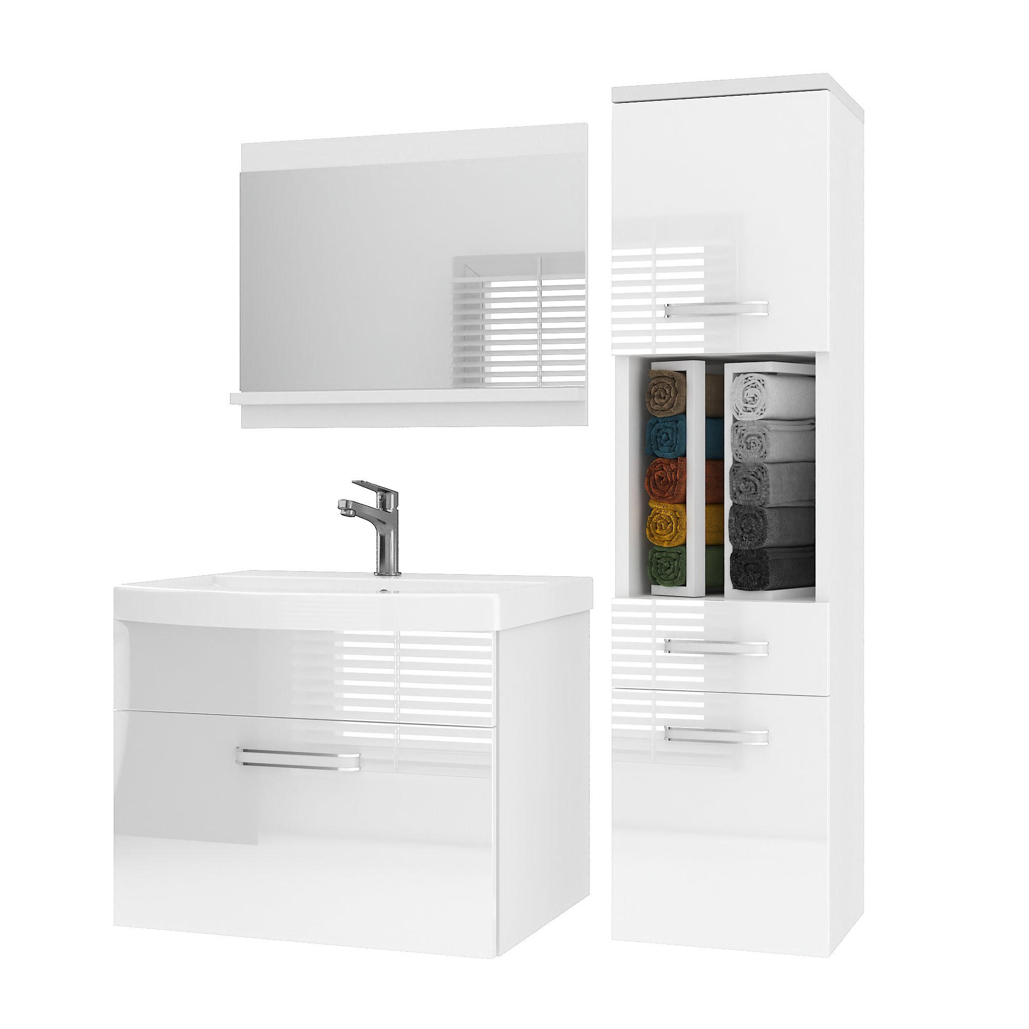 BADMÖBEL Badezimmer SET PRI M3, Weiß Matt, 90 cm - Weiß, Holz (38.7/113.5/90cm) - B BELINI GROUP