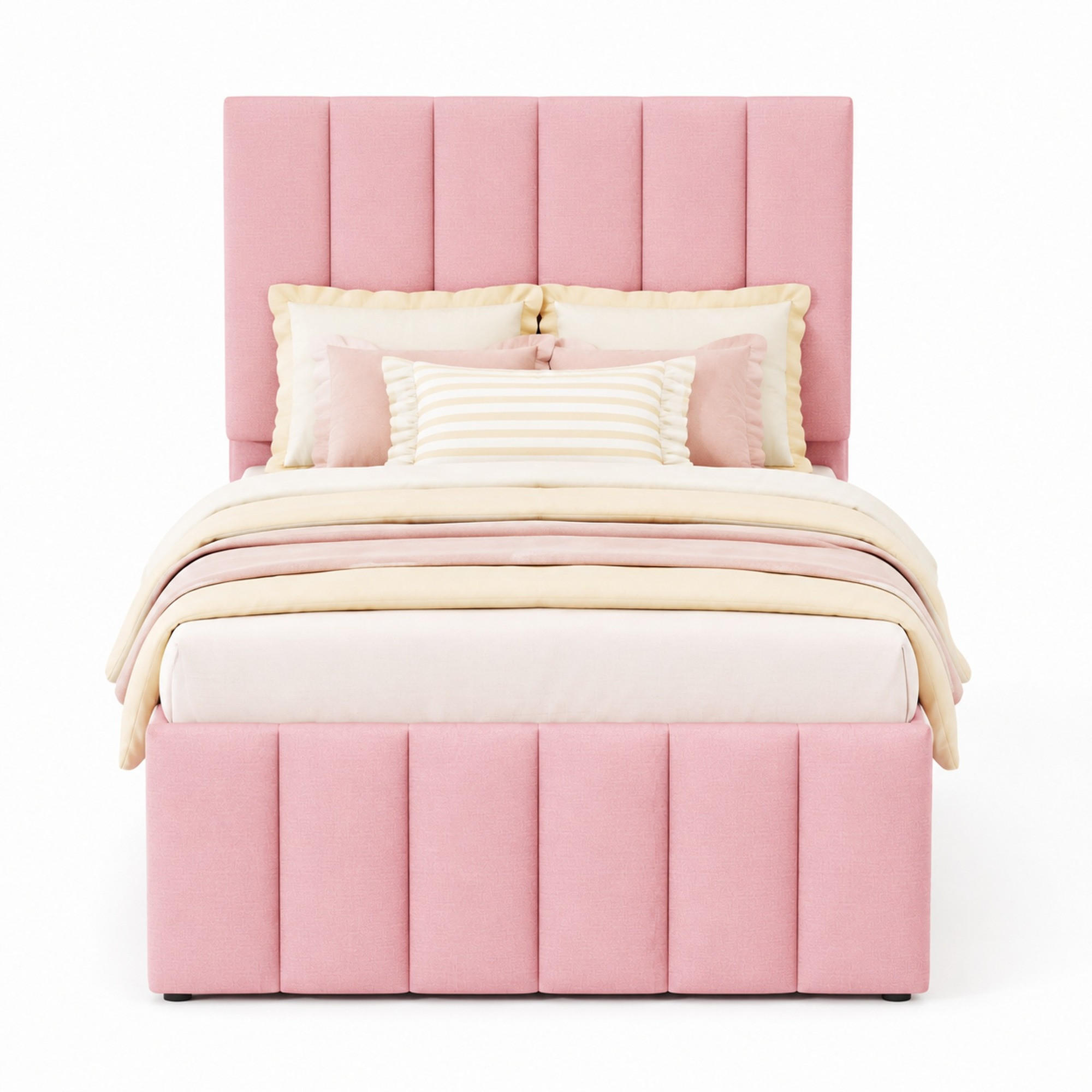 POLSTERBETT mit Ausziehbett und 3 Schubladen 90x200 cm Pink - Pink, Holz (90/200cm) - Meubliv