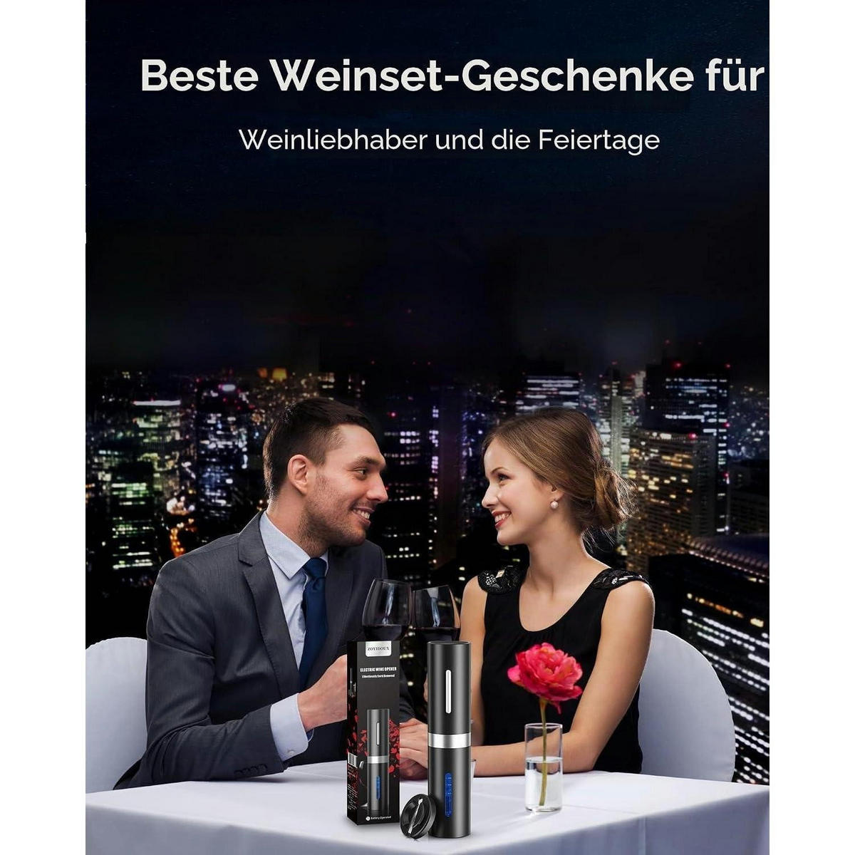 ELEKTRISCHER Flaschenöffner Set mit Kapselschneider - Grau, Kunststoff (23.1cm)