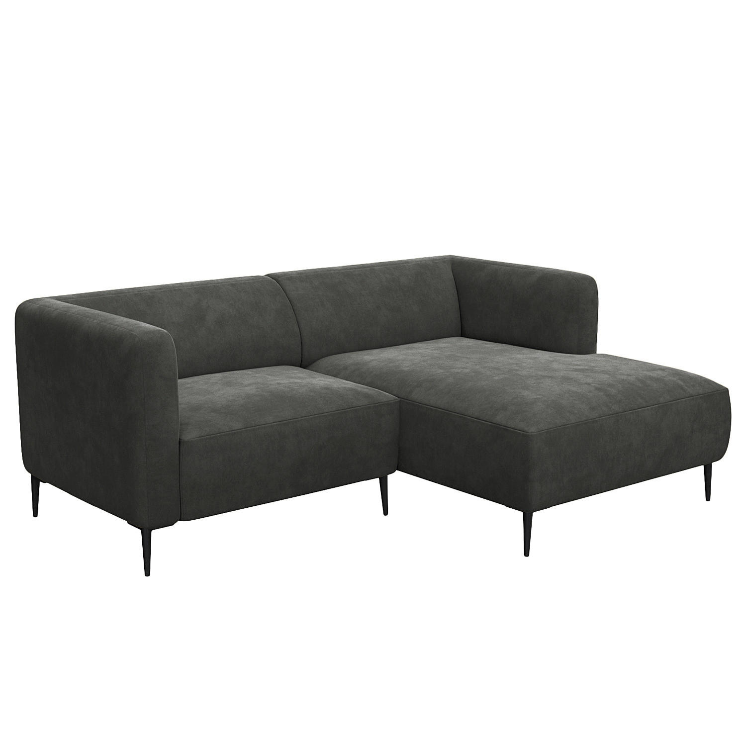 1,5-SITZER ECKSOFA mit Longchair - Schwarz/Grün, Textil/Metall (211/148cm) - home24