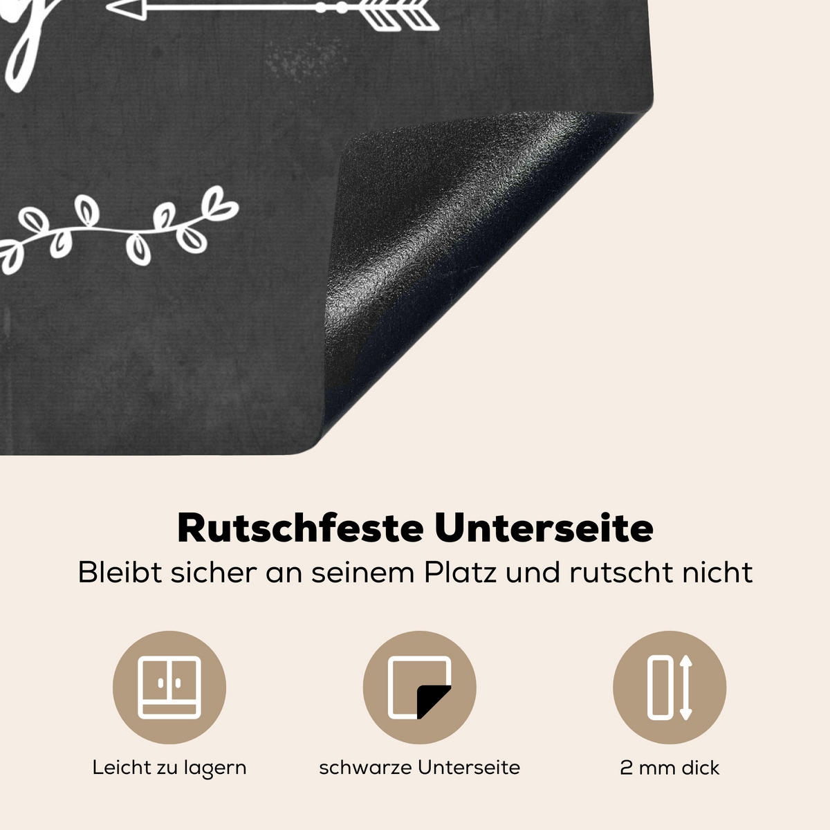HERDABDECKPLATTE Zitat - Einen schönen Tag - Grau - Weiß Induktionsmatte 71x52 cm - Anthrazit, Kunststoff (71/52/0.2cm) - MuchoWow