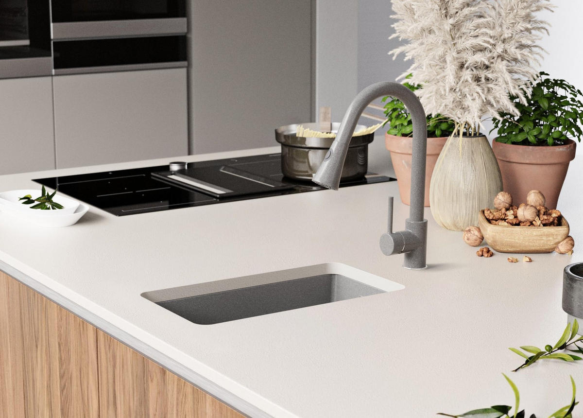 UNTERBAUSPÜLE GRANIT London, 2-er set Grau 26/47 cm 1 Becken + Ablauf-Set ab 30er Unterschrank - Chromfarben/Grau, Kunststoff (26/20/47cm) - Primagran