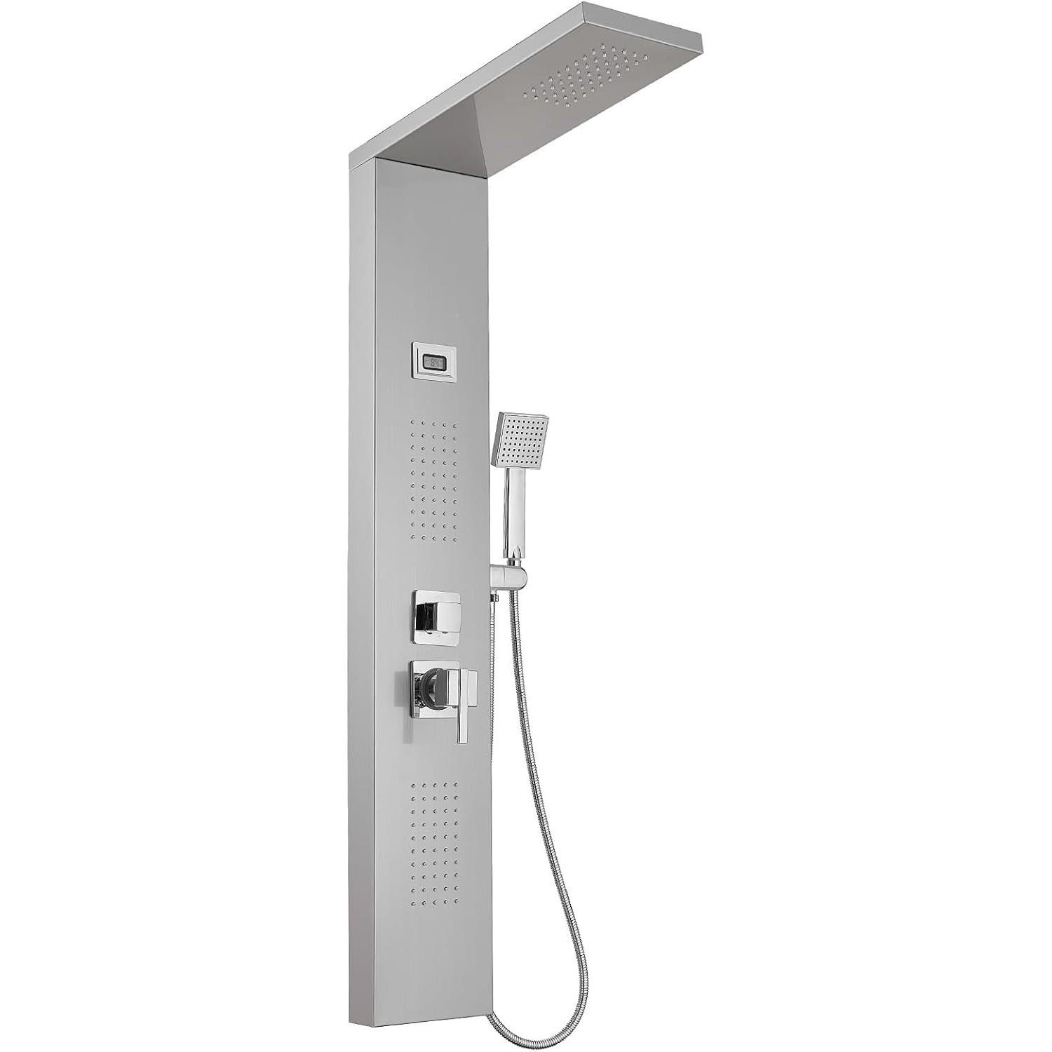 DUSCHPANEEL LED Edelstahl 8014 Nickel gebürstet - Nickelfarben, Kunststoff/Metall (20/114/46.5cm) - Kaket