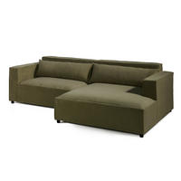ECKSOFA Ottomane rechts Cord Velours 266x150x80 grün FINN - Grün, Kunststoff (266/150cm) - Massivmoebel24