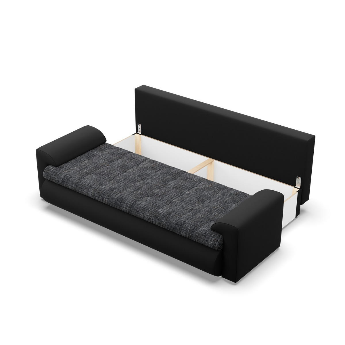 SOFA 3-SITZER MIT SCHLAFFUNKTION FORESTA, Schwarz + Schwarz - Schwarz, Textil (222/92/96cm)
