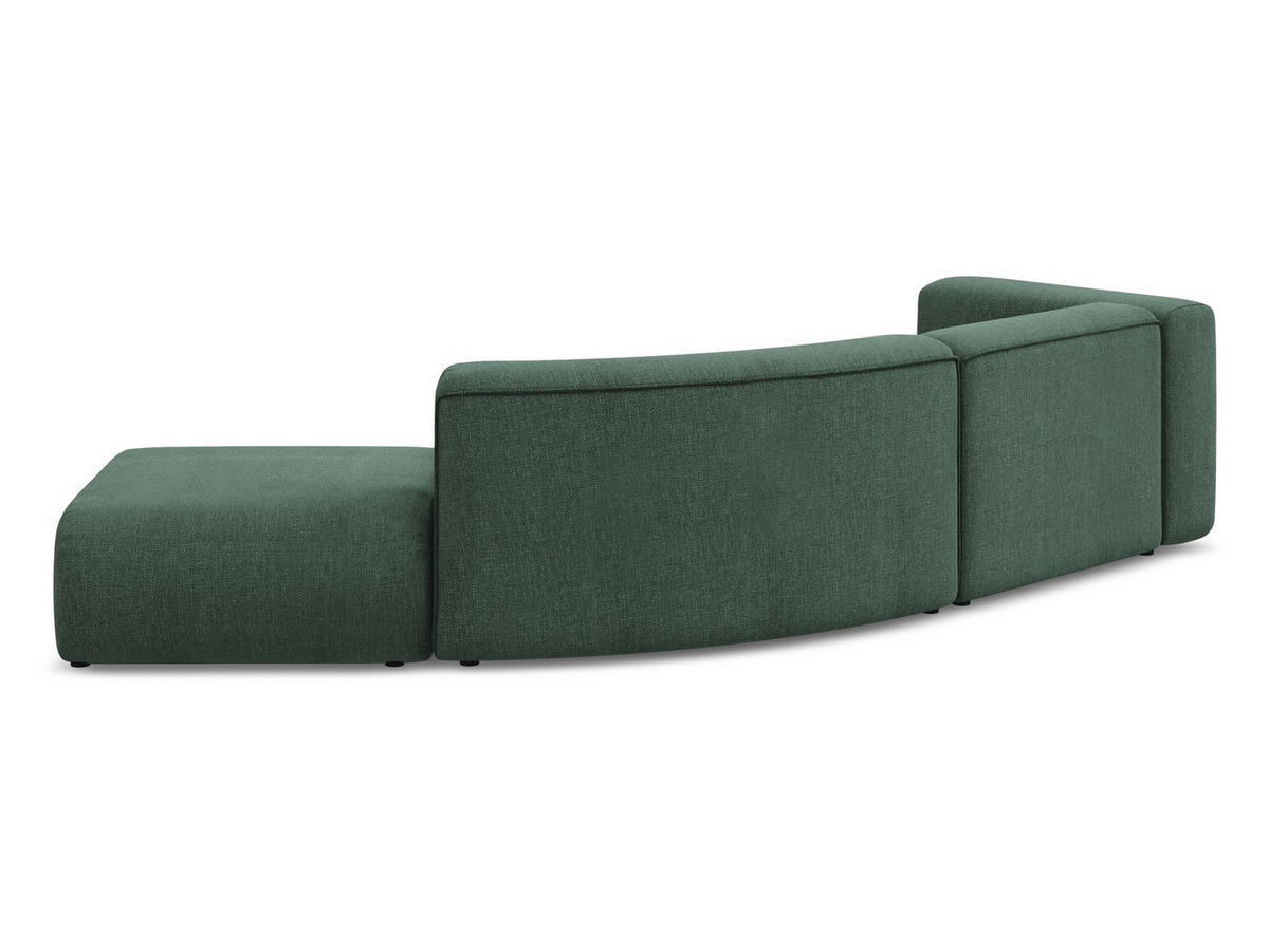 4-SITZER-SOFA Chenille Stoff Grün - Waldgrün/Schwarz, Kunststoff/Textil (335/70/166cm) - Makamii