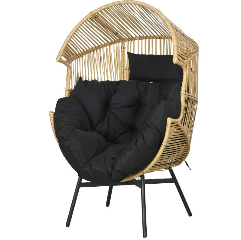 GARTENSTUHL aus Rattan 89x75x143 cm Sand mit Komfortkissen und verstellbaren Füßen - Beige, Holzwerkstoff (75/143/89cm) - Modfu