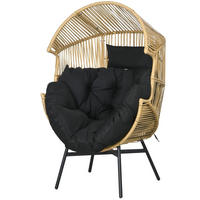 GARTENSTUHL aus Rattan 89x75x143 cm Sand mit Komfortkissen und verstellbaren Füßen - Beige, Holzwerkstoff (75/143/89cm) - Modfu