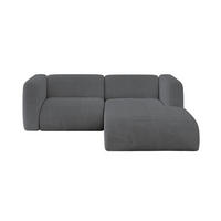 ECKSOFA Ottomane Rechts MIRA-L1 227x179x89 Dunkelgrau Cord - Dunkelgrau/Schwarz, Holzwerkstoff/Kunststoff (227/179cm) - ALTDECOR
