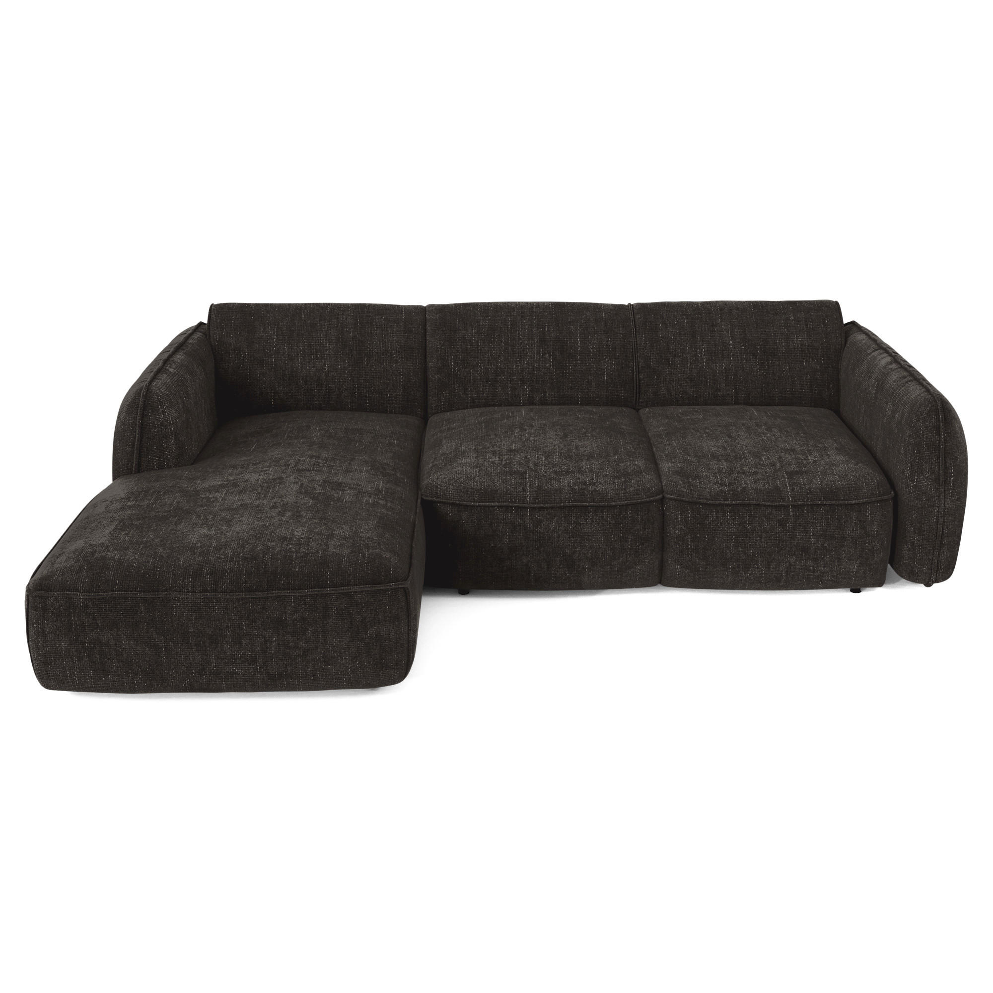 ECKSOFA RECHTS Rastervelours 274cm - Schwarz, Textil (274/174cm) - Sia Home