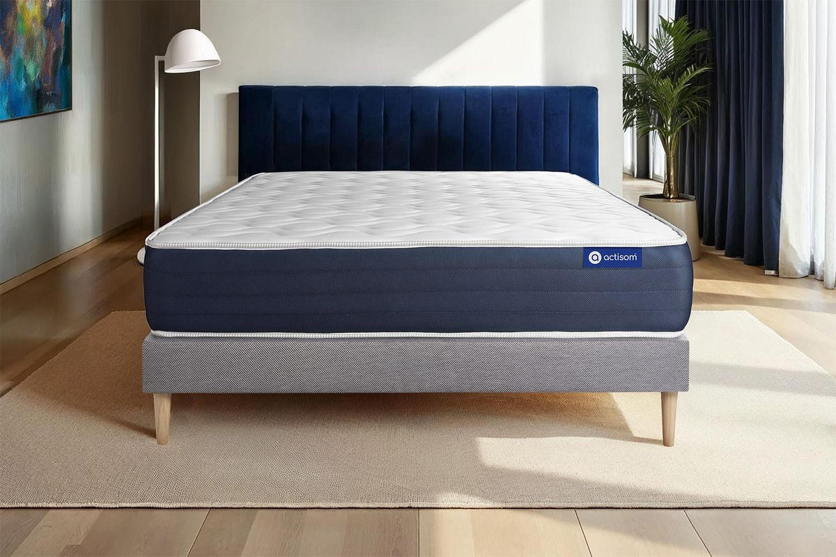 BETT Actilatex sleep Latex und Memory-Schaum 180 x 220 cm h1 - Kit Bettgestell Grau - Beige/Grau, Karton/Holz (180/220cm) - ACTISOM
