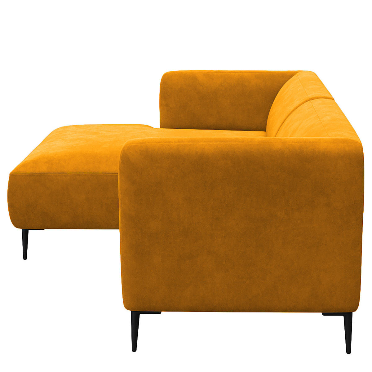 1,5-SITZER ECKSOFA mit Longchair - Gelb/Schwarz, Textil/Metall (211/148cm) - home24