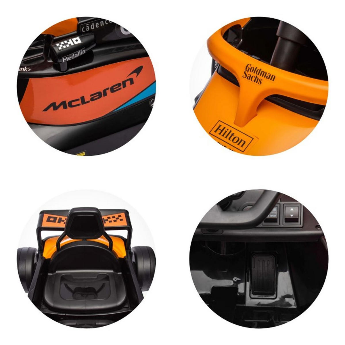 ELEKTROAUTO Formel 1 McLaren orange schwarz Fernbedienung Gurt MP3-Anschluss - Schwarz, Kunststoff (115/67/50cm) - Chipolino
