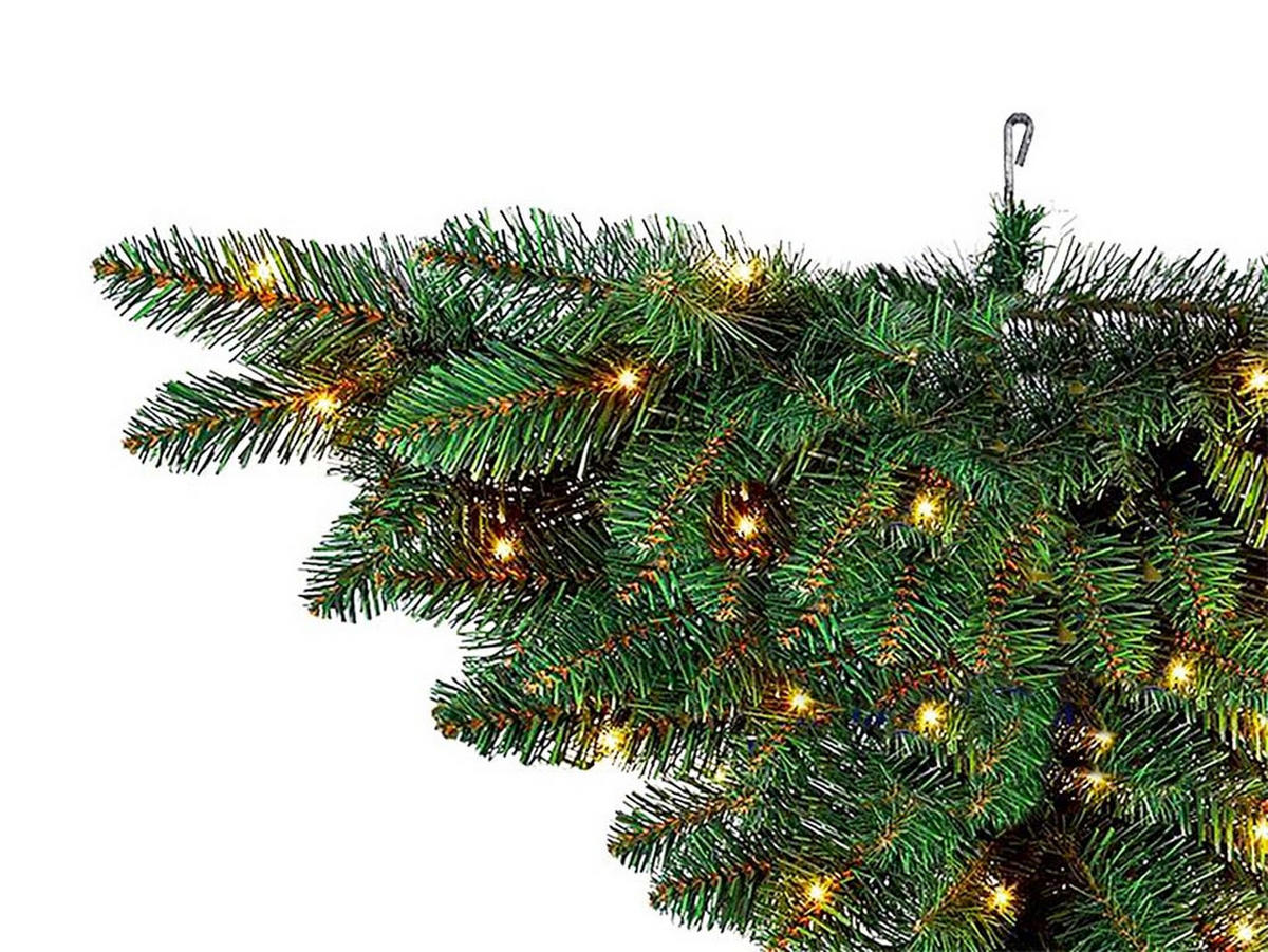 LAALU HÄNGENDER WEIHNACHTSBAUM künstlich Sirius 120cm mit LED Beleuchtung, Tannenbaum Christbaum Kunstbaum Dekobaum mit Metallständer - Grün, Kunststoff (120cm) - LAALU