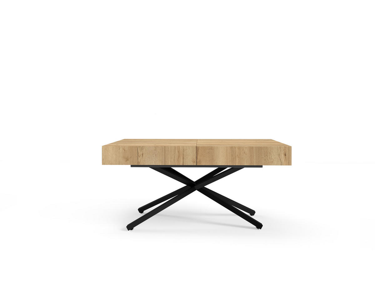 COUCHTISCH SANNA X - Hellbraun/Schwarz, Holzwerkstoff/Metall (80/120/27cm) - Meblini