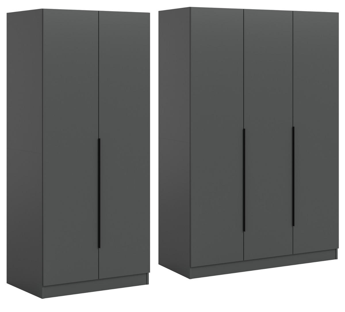 KLEIDERSCHRANK grau 5-türig 2000 x 181 cm, Drehtürenschrank mit Kleiderstange - Schwarz/Grau, Holzwerkstoff/Kunststoff (200/181/52cm) - Inn.Furn