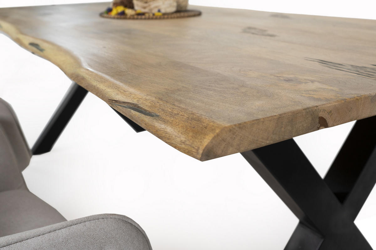 ESSTISCH TIGER X - Beige/Schwarz, Holz/Metall (100/240/77cm) - SAM