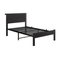 METALLBETT 90x200 cm Stauraum Kopfteil schwarz - Schwarz, Holzwerkstoff (90/200cm) - Fortuna Lai