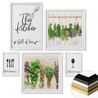 WANDBILDER 5er-Set - 50x50 cm & 20x30 cm & 40x60 cm Weißer Rahmen - Tisch aus Zitronenbaum - Weiß, Kunststoff (40/60cm) - ArtPrintCave