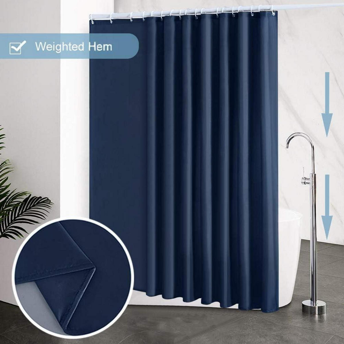 DUSCHVORHANG Dunkelblau 275 x 180 cm - Dunkelblau, Textil (275/180cm)