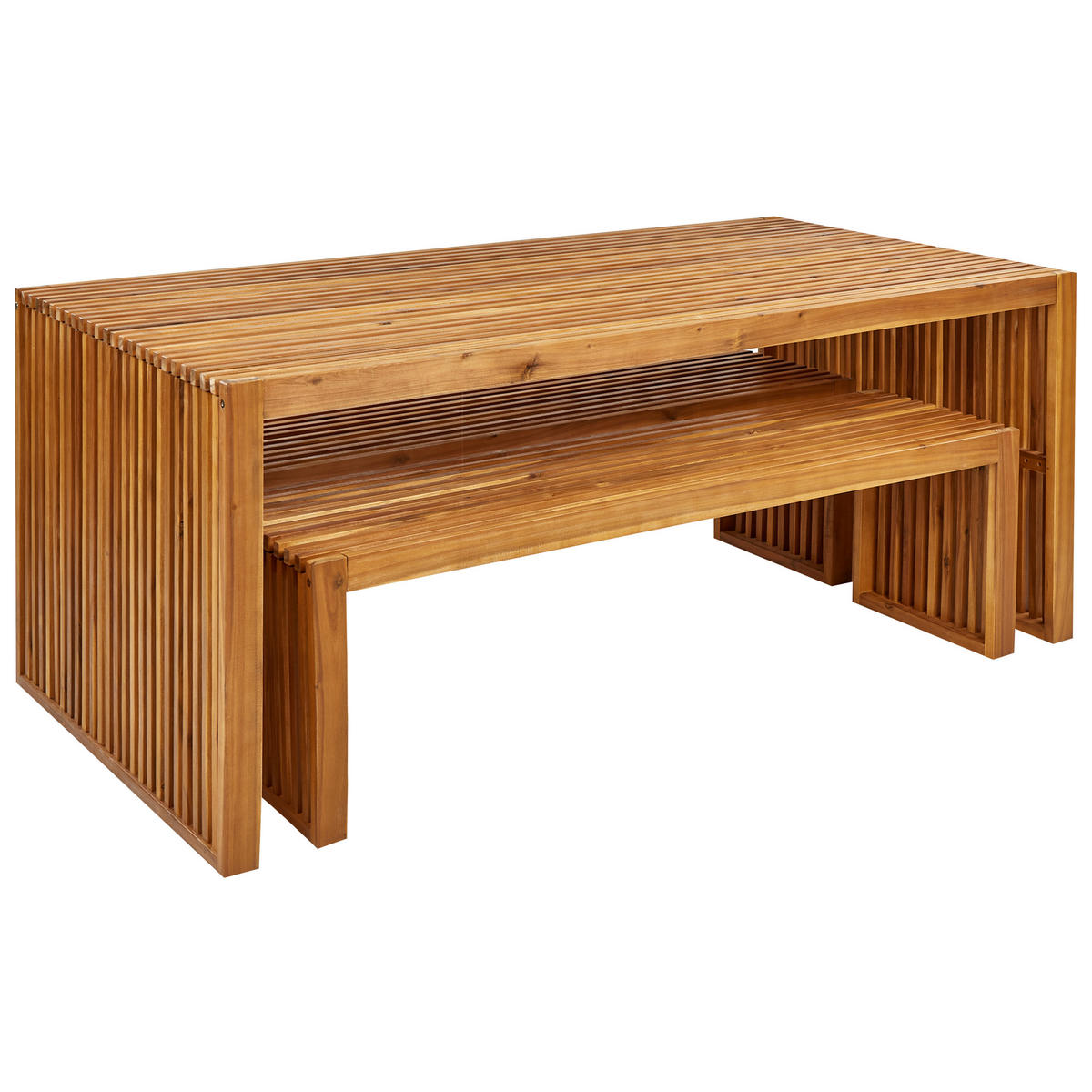 GARTENMÖBEL SET 6-Sitzer Akazienholz hellbraun 3-teilig Sulzano - Hellbraun, Holz - Beliani