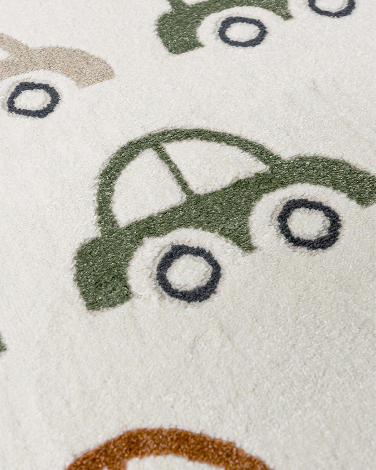 KINDERTEPPICH Alora Coches Mazovia 160x230cm Creme Grün Autos Kurzflor - Grün, Textil (160/230cm) - Mazovia