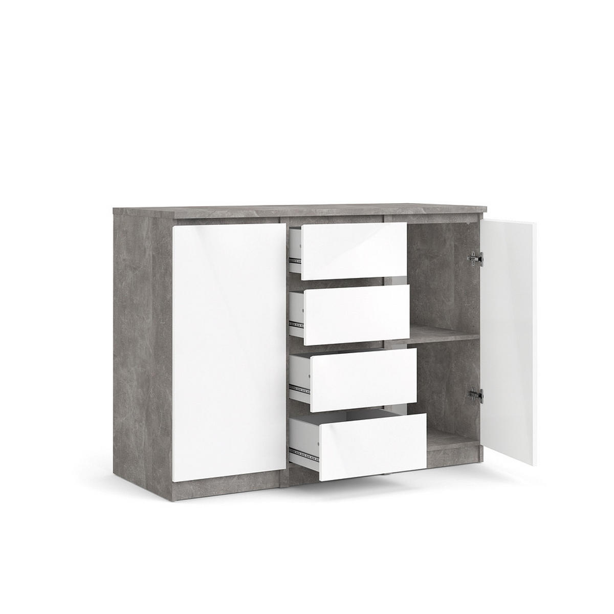 SIDEBOARD weiß - Grau, Holzwerkstoff (121/91/50cm) - ebuy24