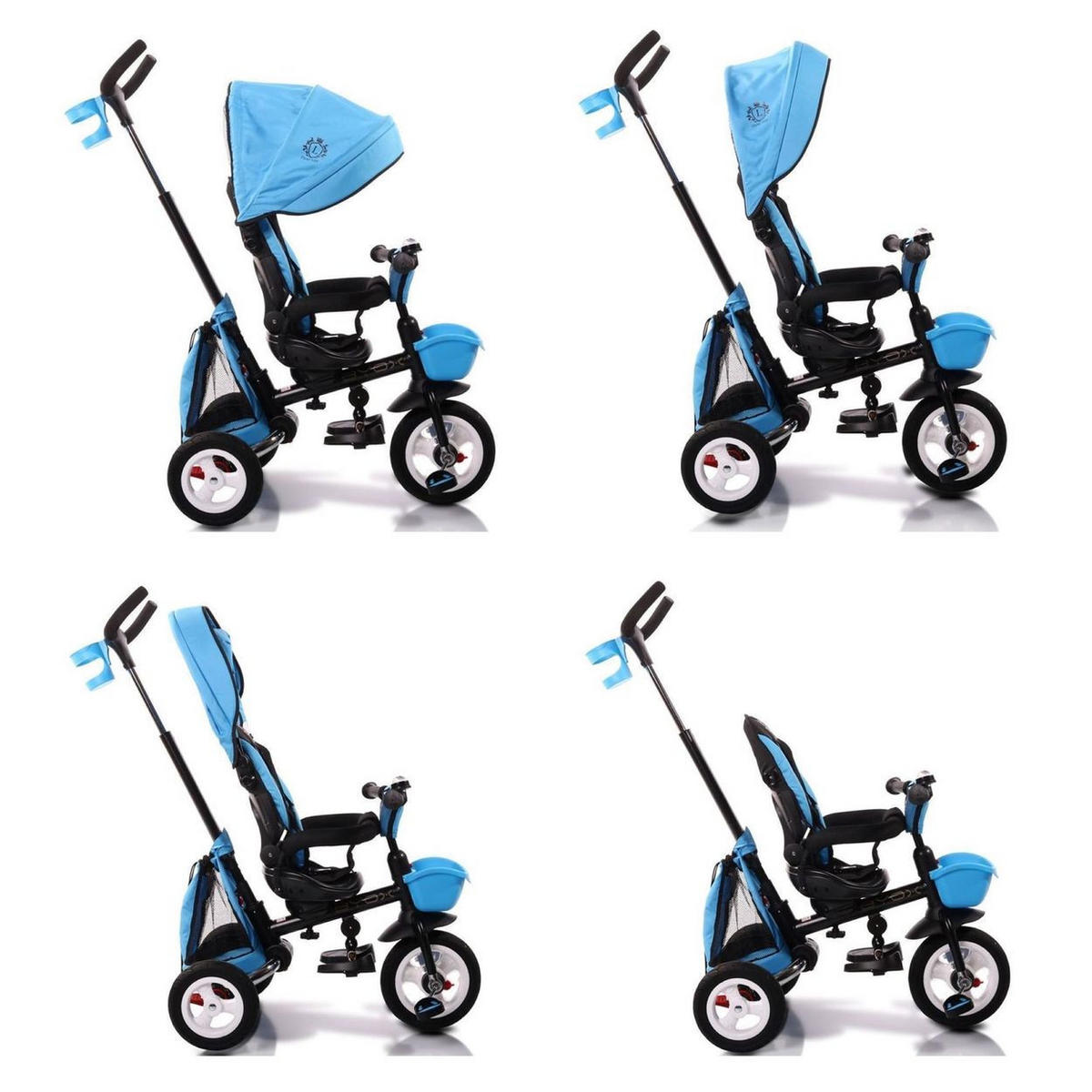 DREIRAD Flexy Lux 3 in 1 blau Tricycle klappbar, Gummireifen, drehbarer Sitz - Blau, Metall (75/52/110cm)
