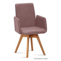 ARMLEHNSTUHL drehbar (2er-Set) Donny 52x92x60 Eiche geölt/Rosewood - Eichefarben/Dunkelrosa, Kunststoff (60/92/52cm) - 58aufmkessel