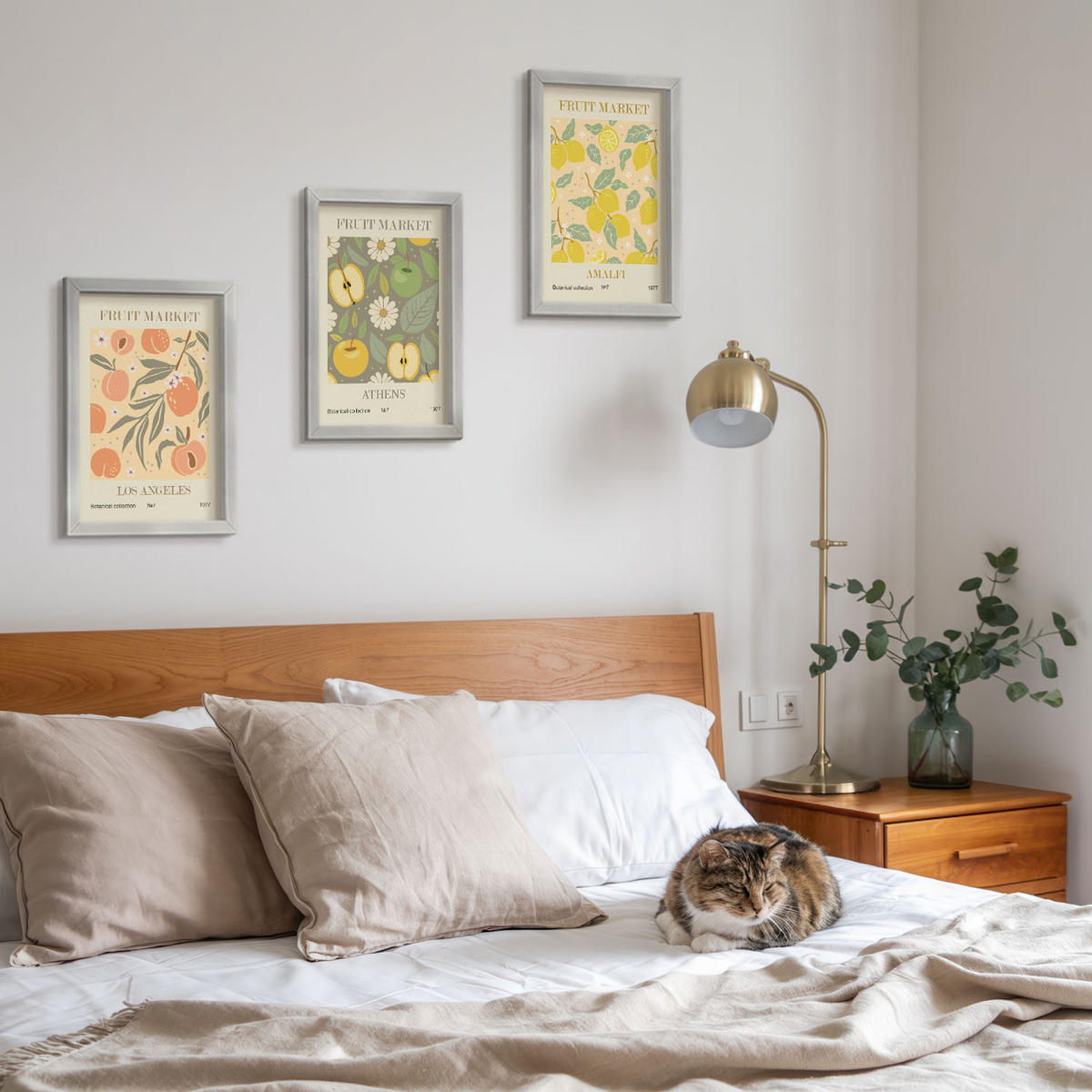 WANDBILDER 3er Set - 20x30 cm Silberner Rahmen - Retro-Poster mit Fruchtmustern - Silberfarben, Kunststoff (20/30cm) - ArtPrintCave