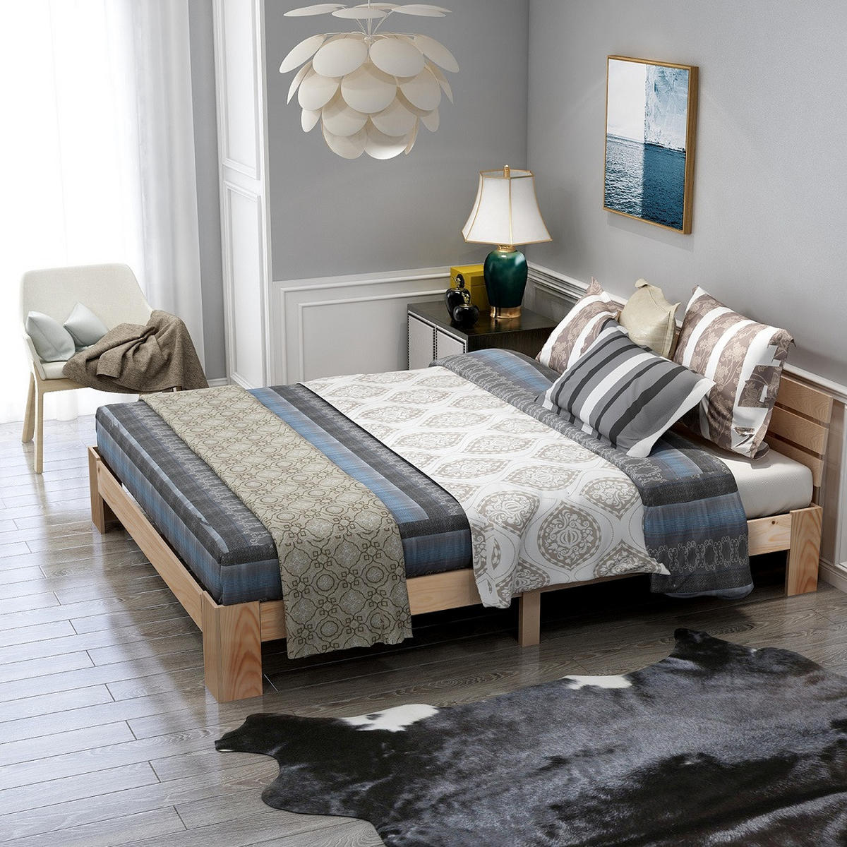 BETT 140/200 cm mit Lattenrost aus Massivholz, Natur - Naturfarben, Holz (140/200cm) - Redom