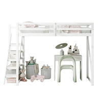 HOCHBETT 140/200 cm Weiß mit Sicherheitsleiter für Kinder und Jugendliche - Weiß, Holz (140/200cm) - OKWISH