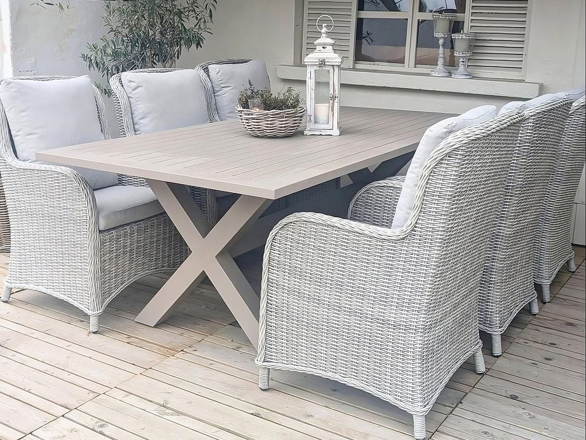 GARTENTISCH 200/105 cm Metall Taupe Cascais - Beige, Metall (200/105/74cm) - Beliani