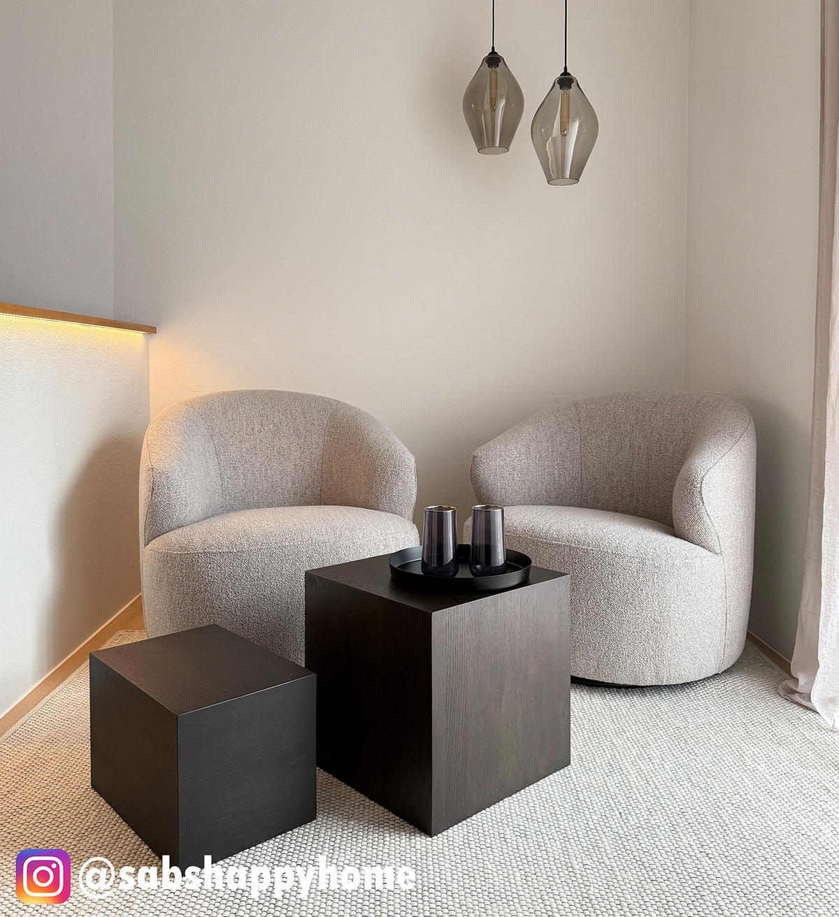 LOUNGESESSEL - Bouclé / Eisen, Beige / Schwarz - Beige/Schwarz, Textil/Metall (80/77/80cm) - home24