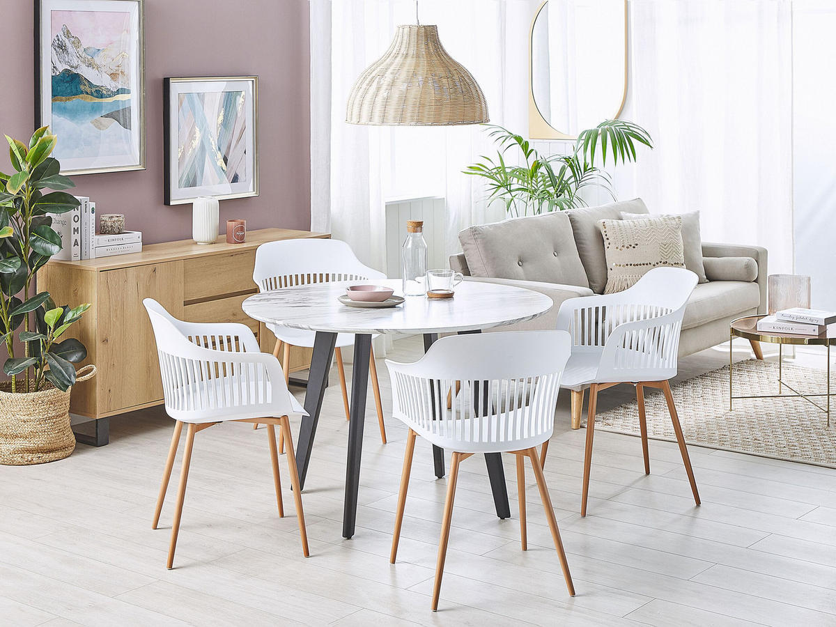 ESSZIMMERSTUHL 2er-Set Kunststoff Weiß Bereca - Weiß, Kunststoff/Metall (57/81/54cm) - Beliani