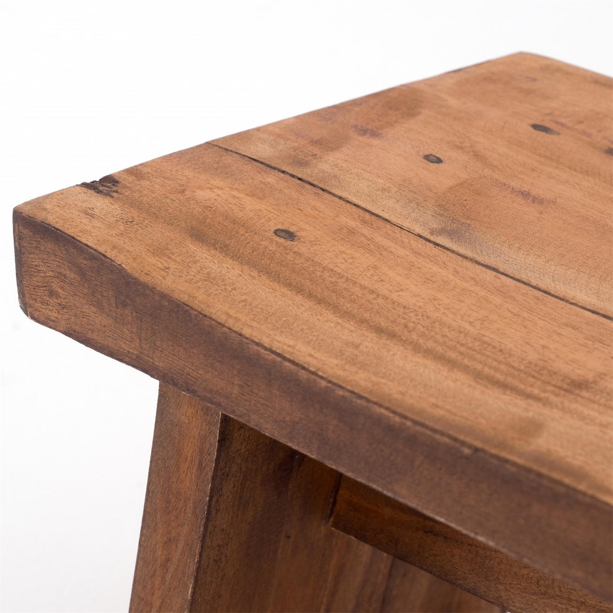 FUSSHOCKER SCHEMEL Recyclingholz massiv 08 honigfarben gewachst - Honig, Holz (29/18/19cm) - DESIGN DELIGHTS