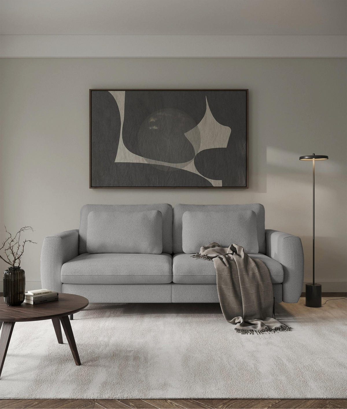 SOFA Rane Grau mit Schlaffunktion - Schwarz/Grau, Textil/Metall (236/90/102cm) - Selsey