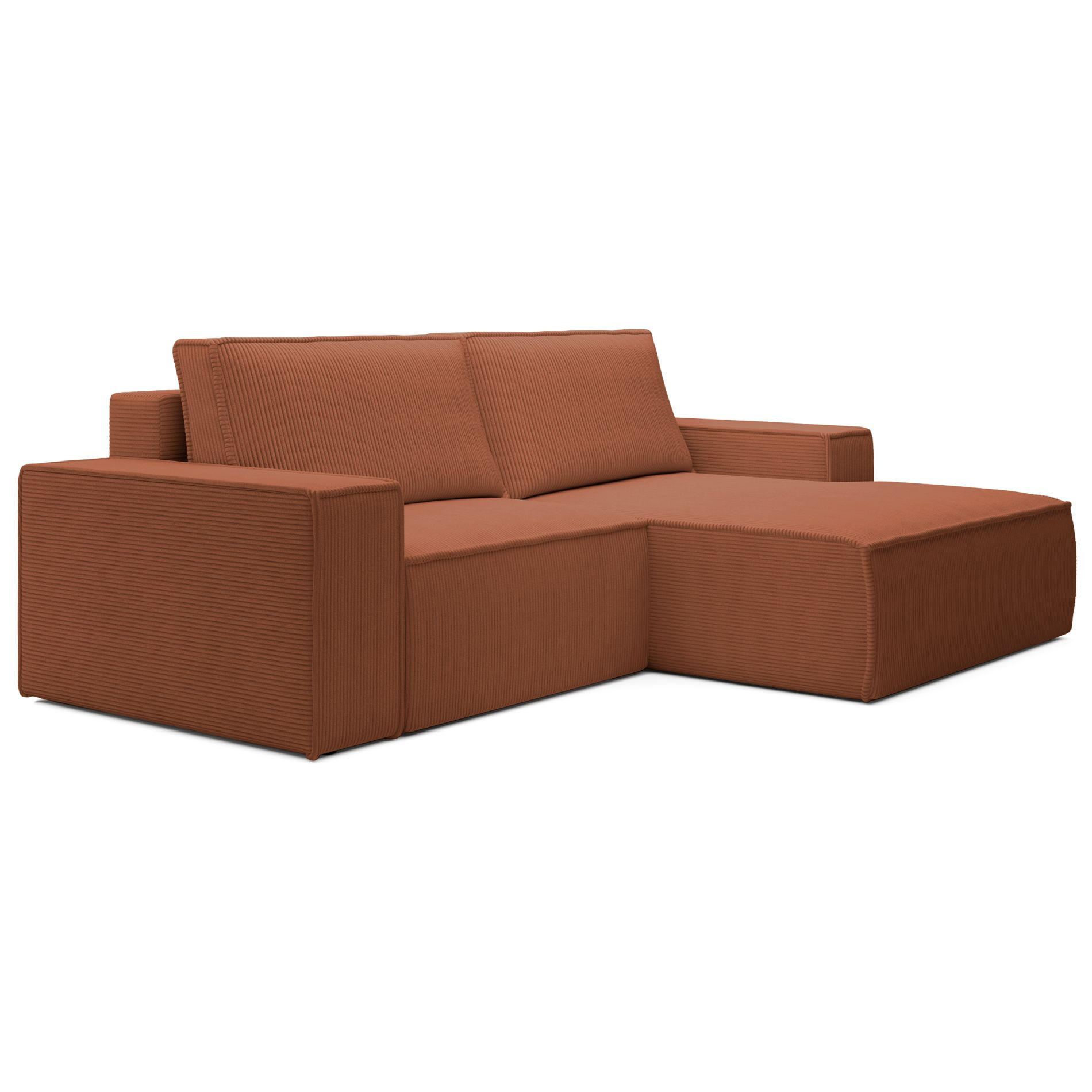 ECKSOFA Farese Mini mit Cordbezug Rostrot, rechts - Schwarz/Kupferfarben, Textil (240/167cm) - Selsey