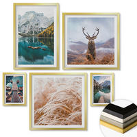 WANDBILDER 5er Set - 50x50 cm & 20x30 cm & 40x60 cm Goldrahmen - Architektur der Kanäle von Venedig - Goldfarben, Kunststoff (40/60cm) - ArtPrintCave