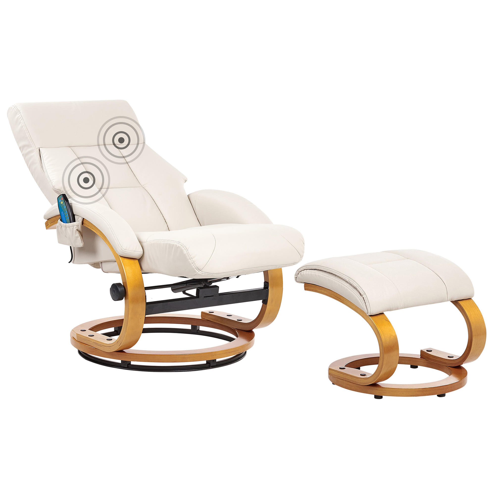 MASSAGESTUHL mit Fußstütze Kunstleder Hellbeige Force - Beige, Kunststoff (55/100/80cm) - Beliani