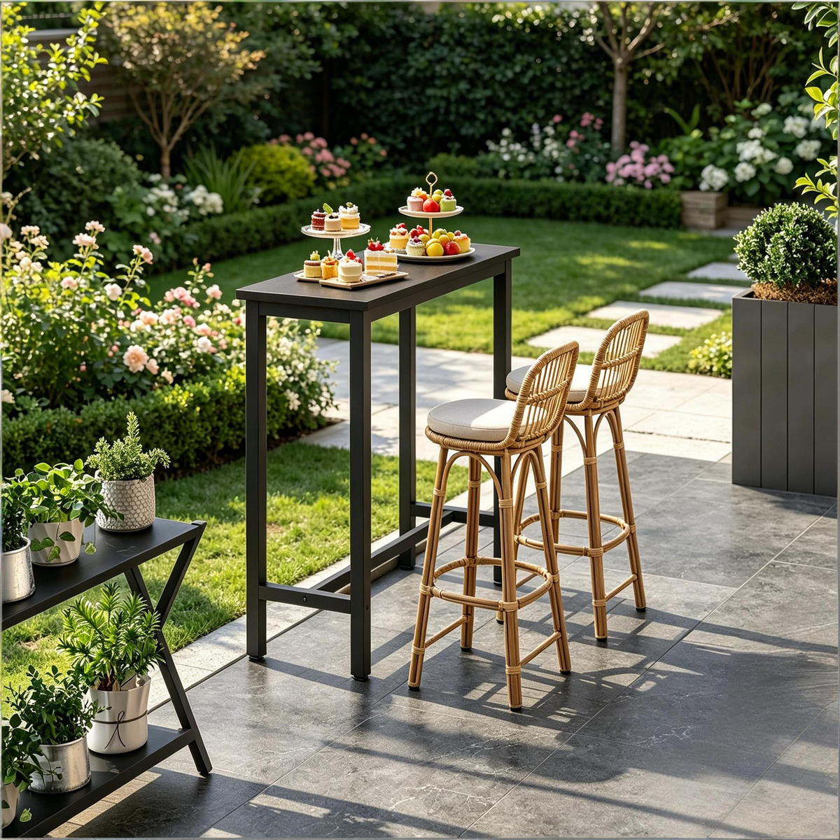 BARTISCH DE-37228 mit Querstange und Eisenrahmen Schwarz - Schwarz, Metall (100/40/100cm) - ComfortXL