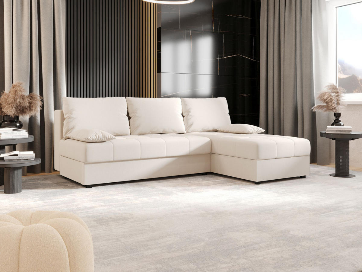 ECKSOFA MOS L Cosmic 10 Rechts mit Schlaffunktion - Beige, Textil (200/143cm) - Bedante