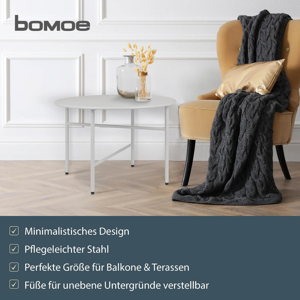 BEISTELLTISCH Finn 44/46 cm und 53/36 cm Weiß (2tlg) - Weiß, Metall (0.1/53/36cm) - BoMoe