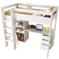 HOCHBETT 90/200 cm aus Holzwerkstoff mit Schreibtisch und Stauraum Weiß - Weiß, Holzwerkstoff (90/200cm) - Modenvie