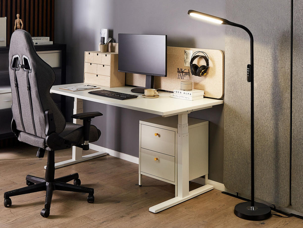 STEHLAMPE Aries 27/40/160 cm - Schwarz, Kunststoff (27/27/160cm) - Beliani